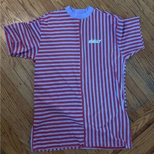 Daily Paper Lavender Tee with Orange and Lime Stripes medium